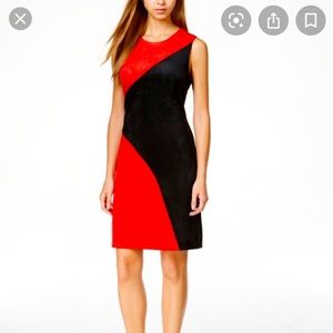 Calvin Klein faux suede red and black sleeveless